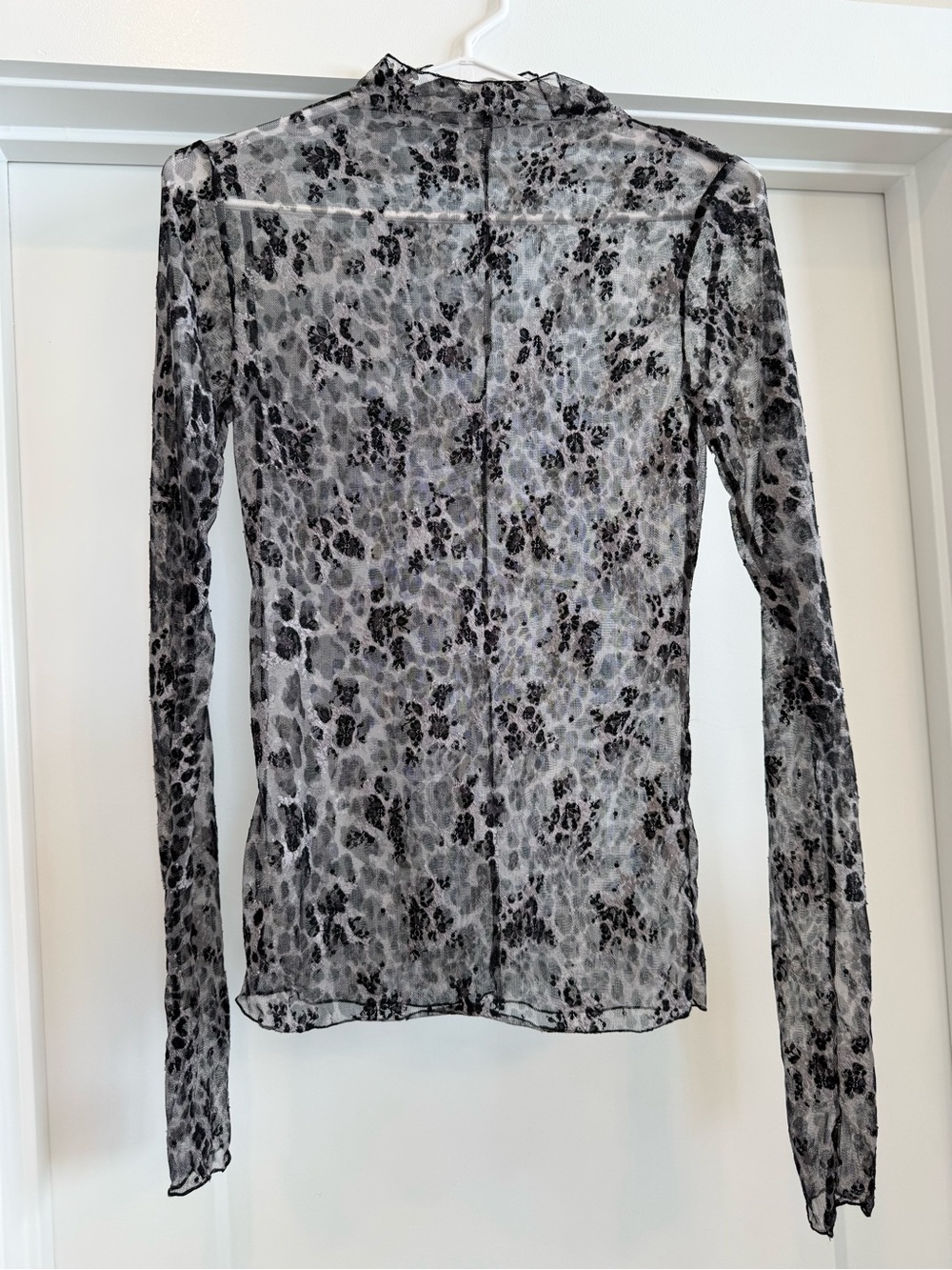 Free People Wild Side Mesh Top- Gray/Black Size M
